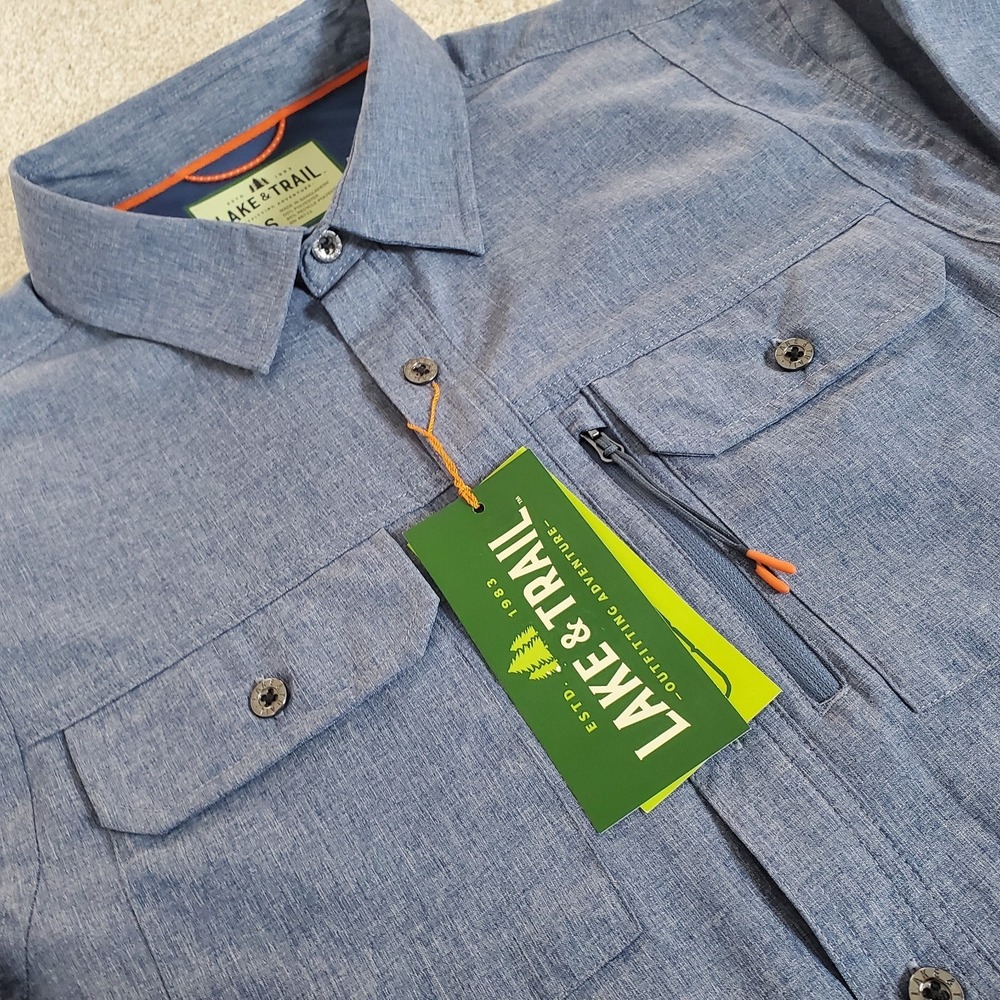 Lake & Trail Men's Button‎ Down Shirt Size S Small Blue Long Sleeve NWTGS
